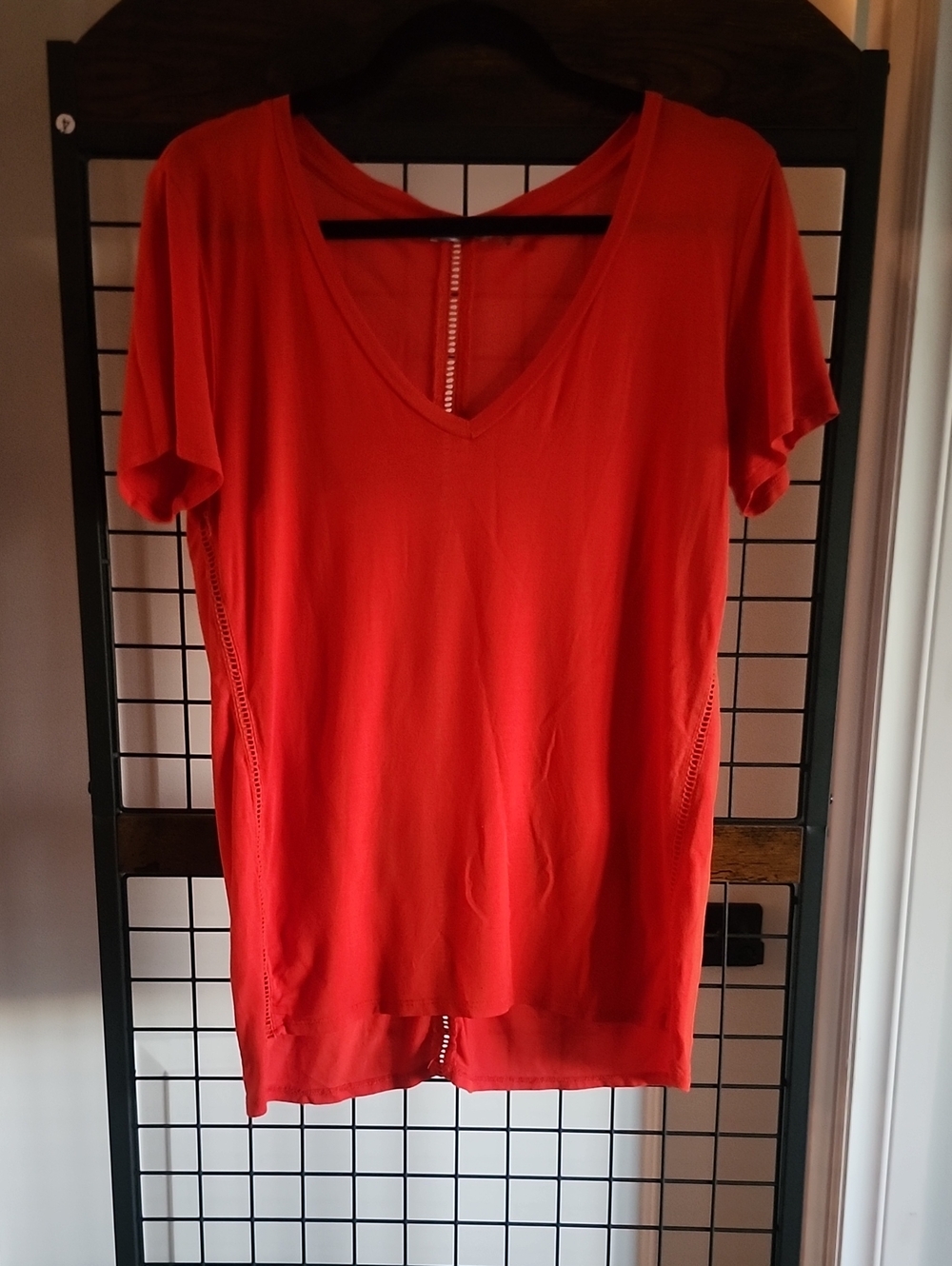 Dex Bright Orange V-Neck Short Sleeve Top